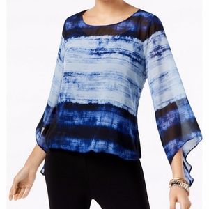NWT Blue Tie Dye Flowy Bubble Blouse S 110